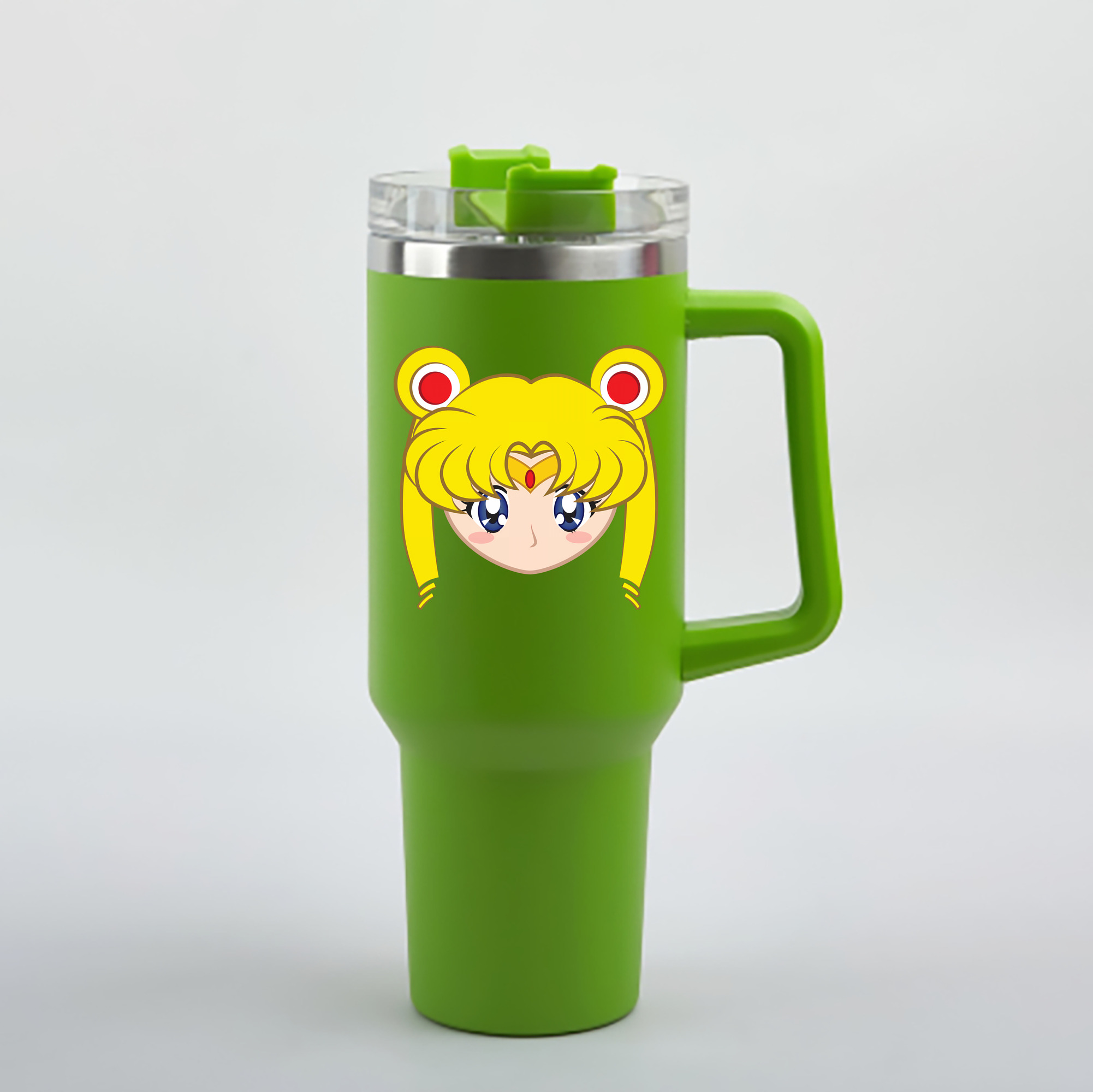（画像用） 美少女戦士セーラームーン 月野 うさぎ つきの うさぎ Sailor Moon Tsukino Usagi 1200mL車用タンブラー - クリスタルステッカー（プラスチックストロー付き）